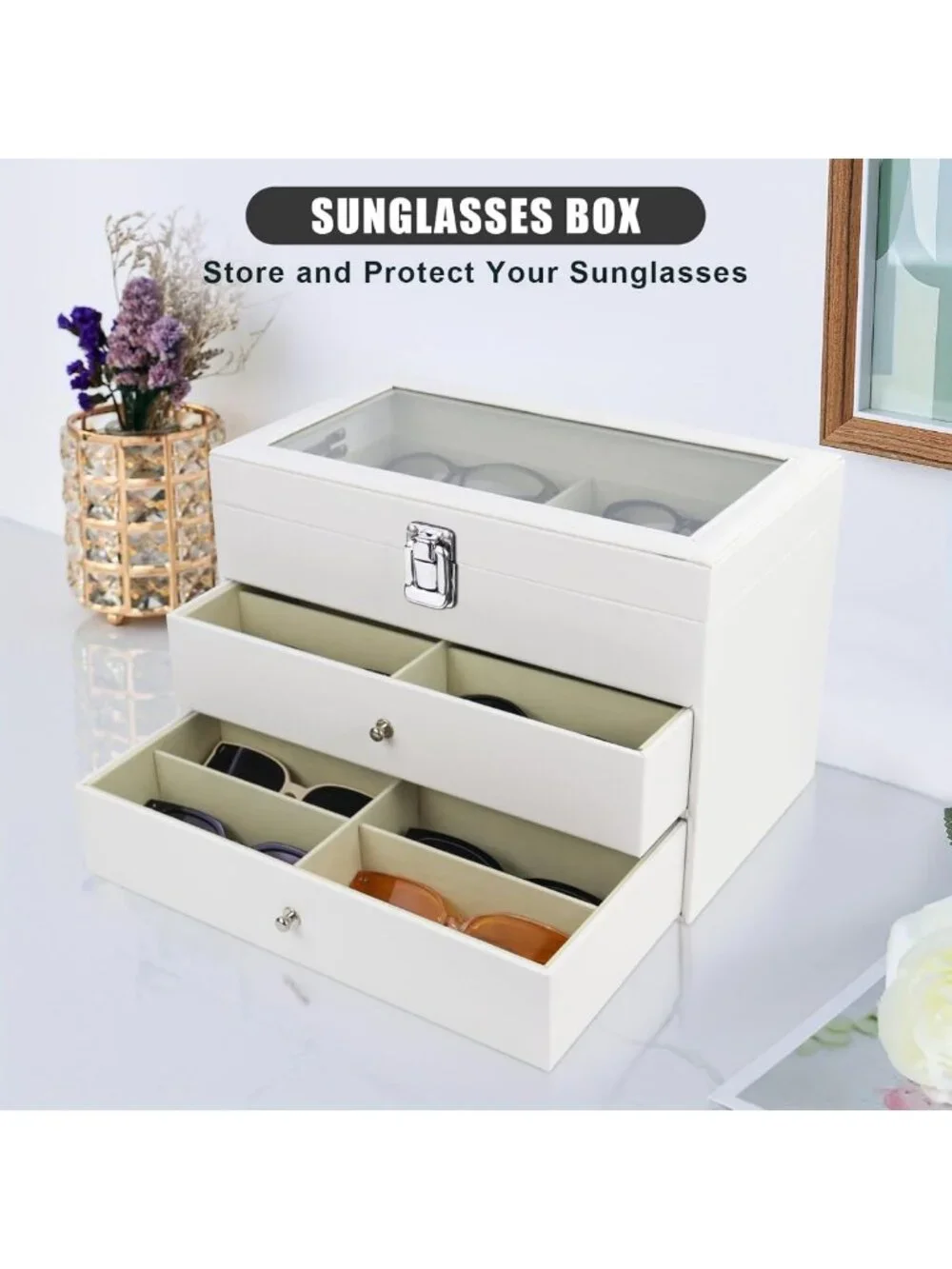 Sunglasses Organizer with 18/20 Slots - Stylish Eyeglasses Storage Case for Men
